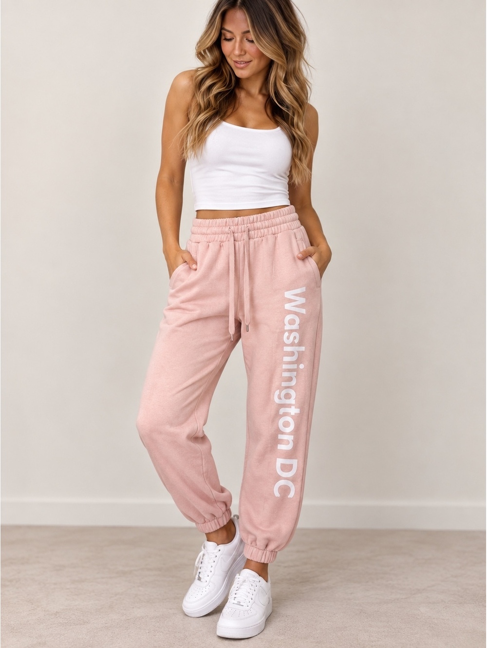 DC One Washington DC Pink Heavyweight High-Waisted Jogger Sweatpants